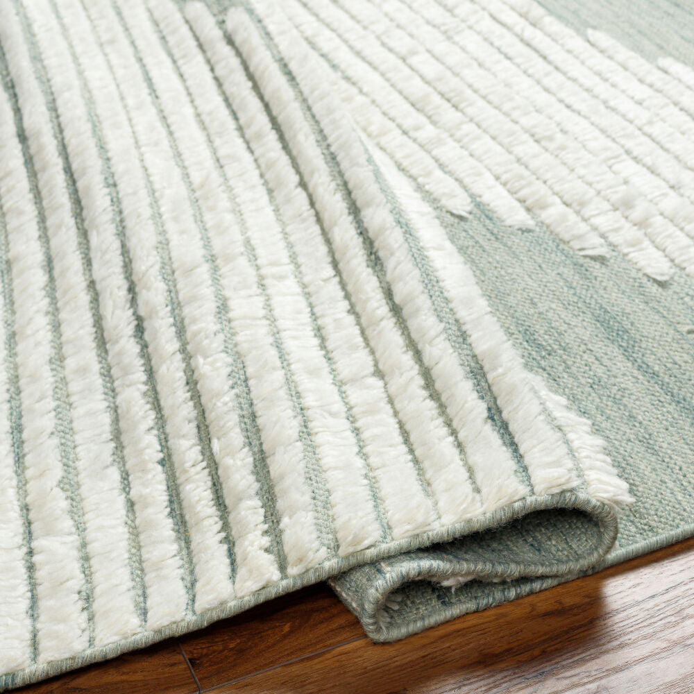Apache Cream/Sage Handmade Rug - fold