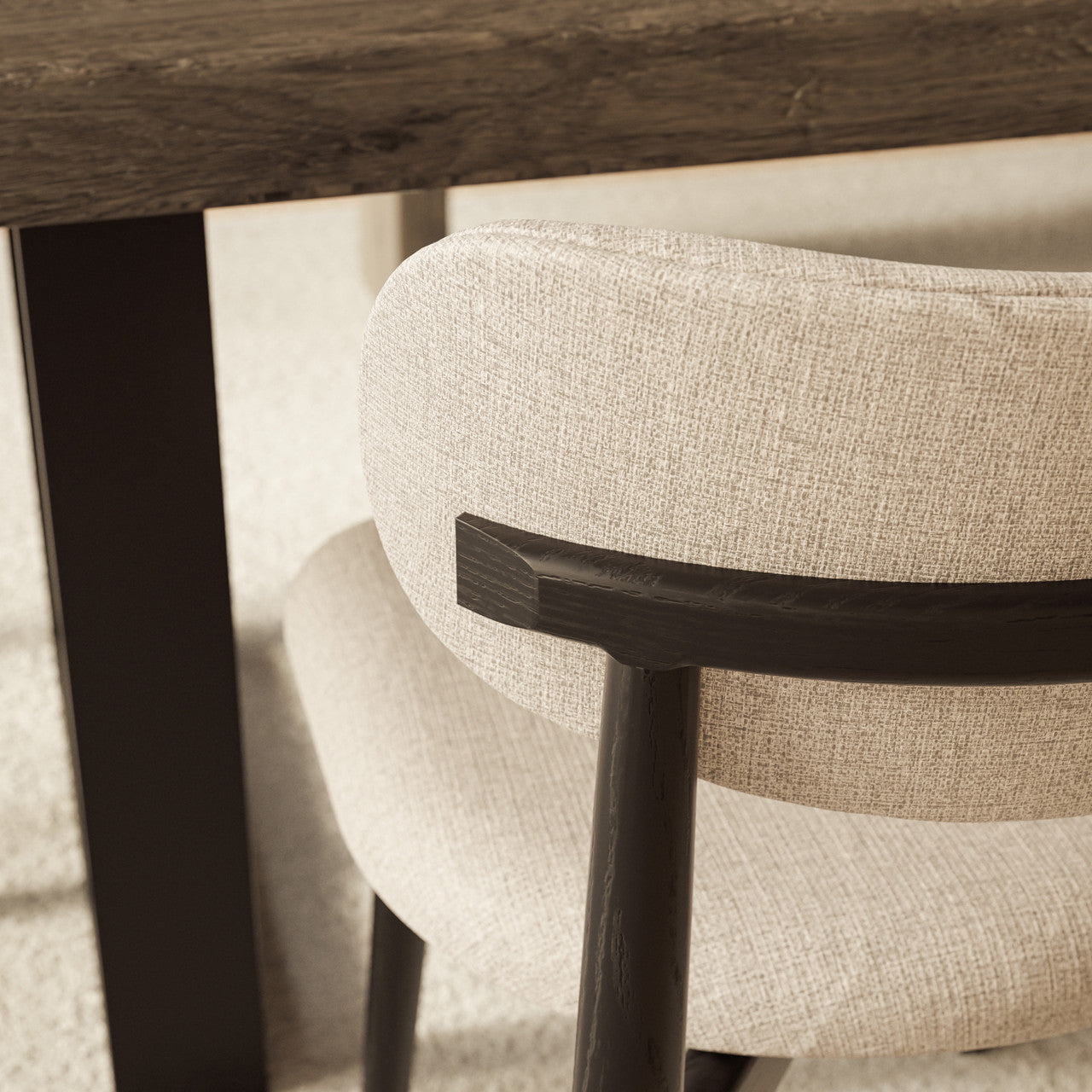 Modern Brazilian - Lucia Side Chair - Harvest Jute Upholstery - Ebano Frame