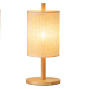 Arcana Table Lamp | Natural Oak and Cylindrical Woven Shade
