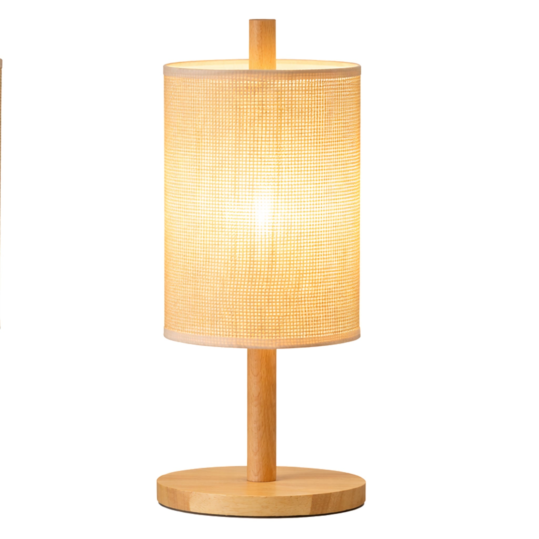 Arcana Table Lamp | Natural Oak and Cylindrical Woven Shade