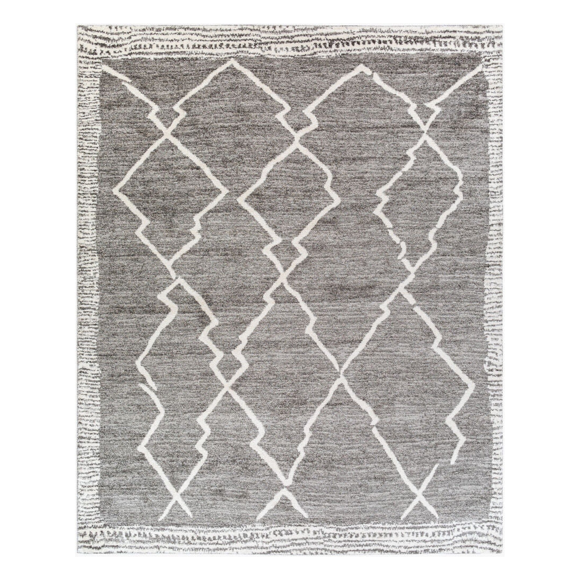 Andorra Charcoal/Off-White Machine Woven Rug - 2' x 2'11"