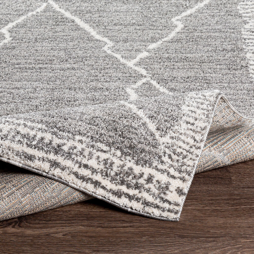 Andorra Charcoal/Off-White Machine Woven Rug - fold