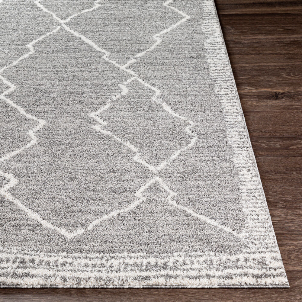 Andorra Charcoal/Off-White Machine Woven Rug - front