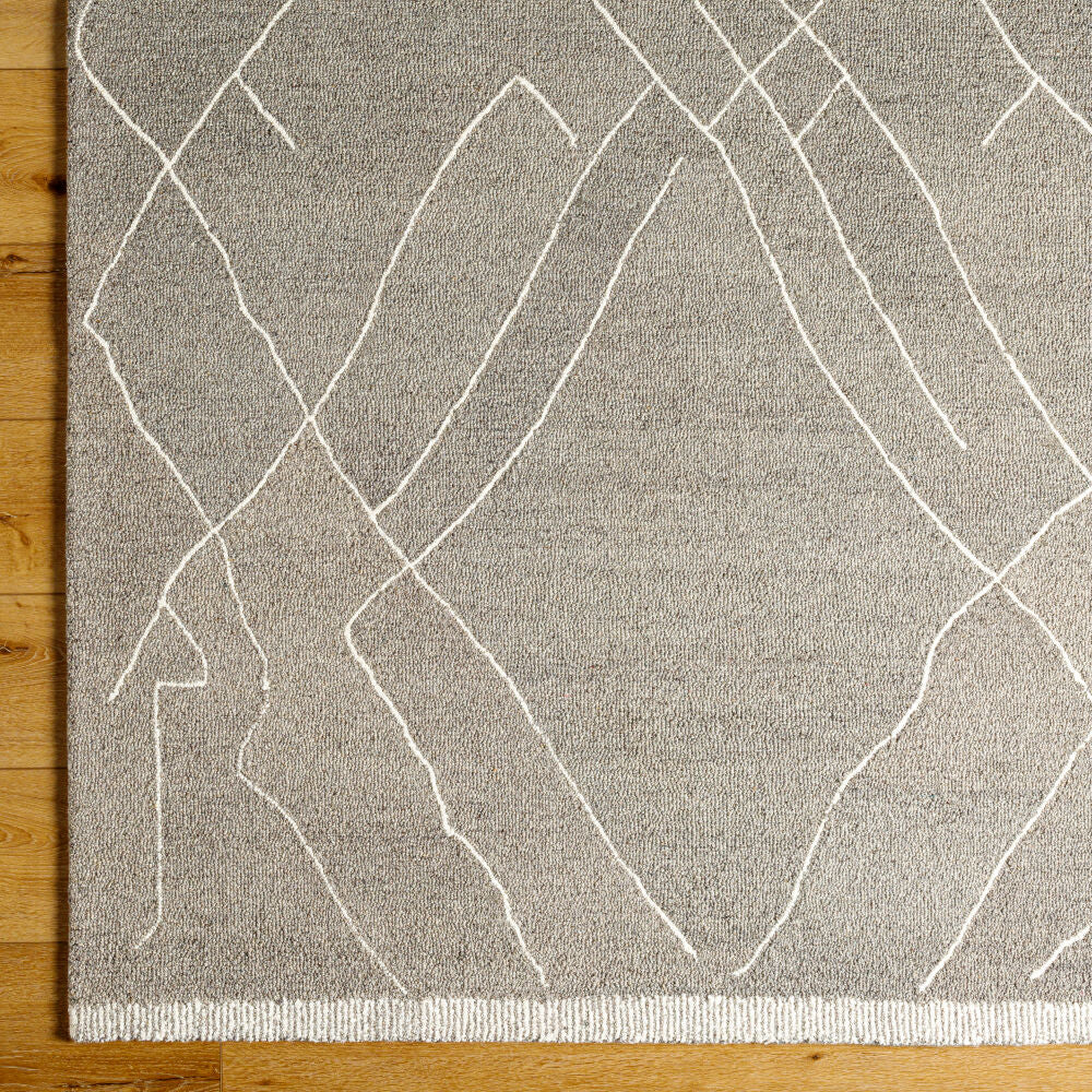 Arsenal Cream/Medium Gray Handmade Rug - overhead