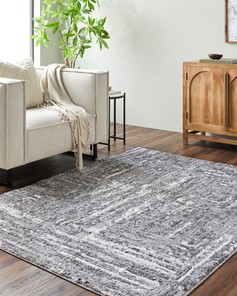 Andorra Plus Charcoal/Light Gray Machine Woven Rug - roomscene
