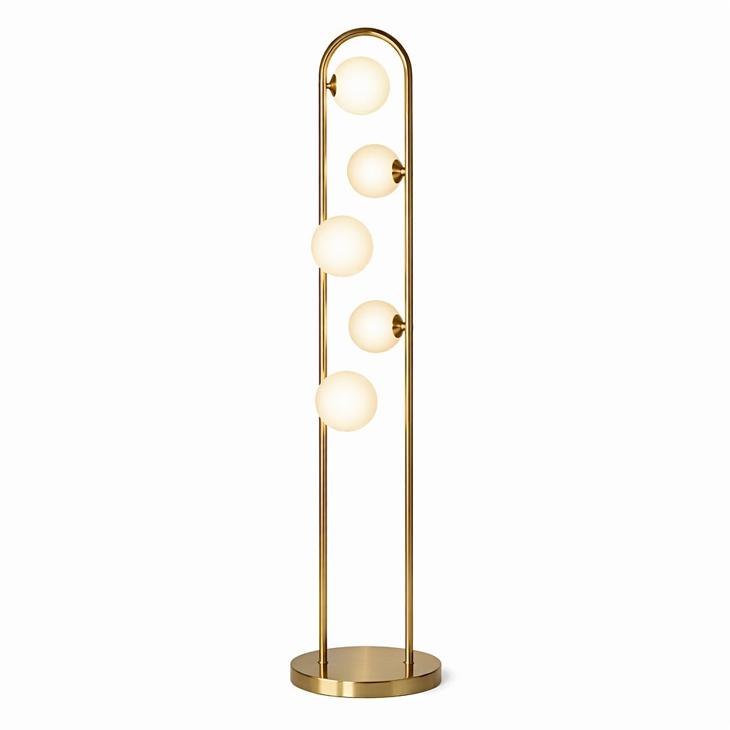 Artema Floor Lamp | White Frosted Globes and Brass Frame