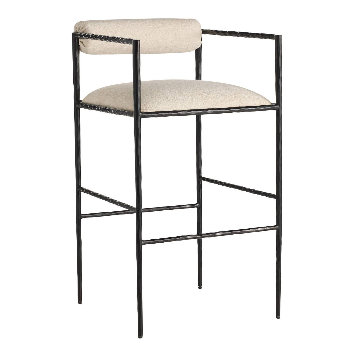 Barbana Bar Stool Oxford White Performance Fabric by Arteriors
