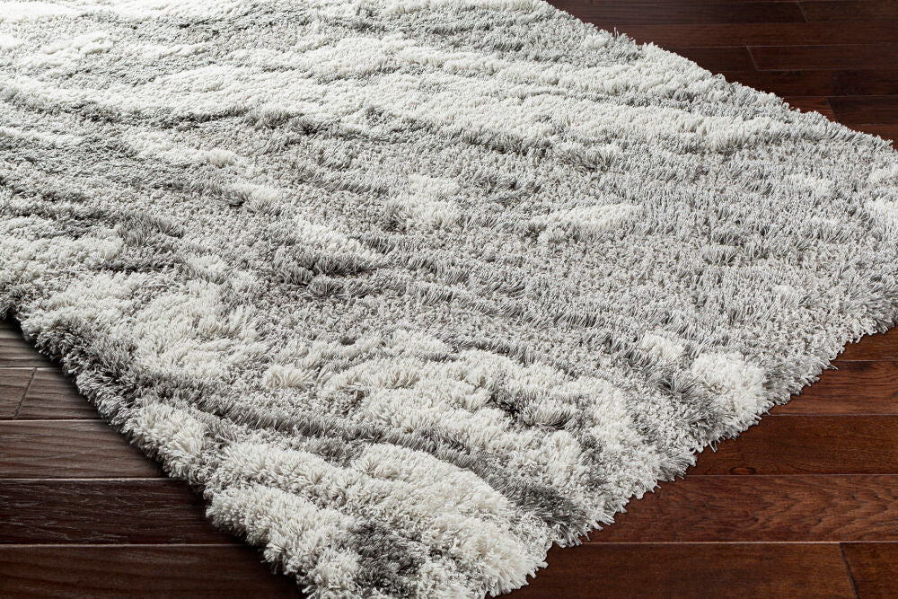 Alta Shag Gray/Off-White Machine Woven Rug ASG-2301 - corner