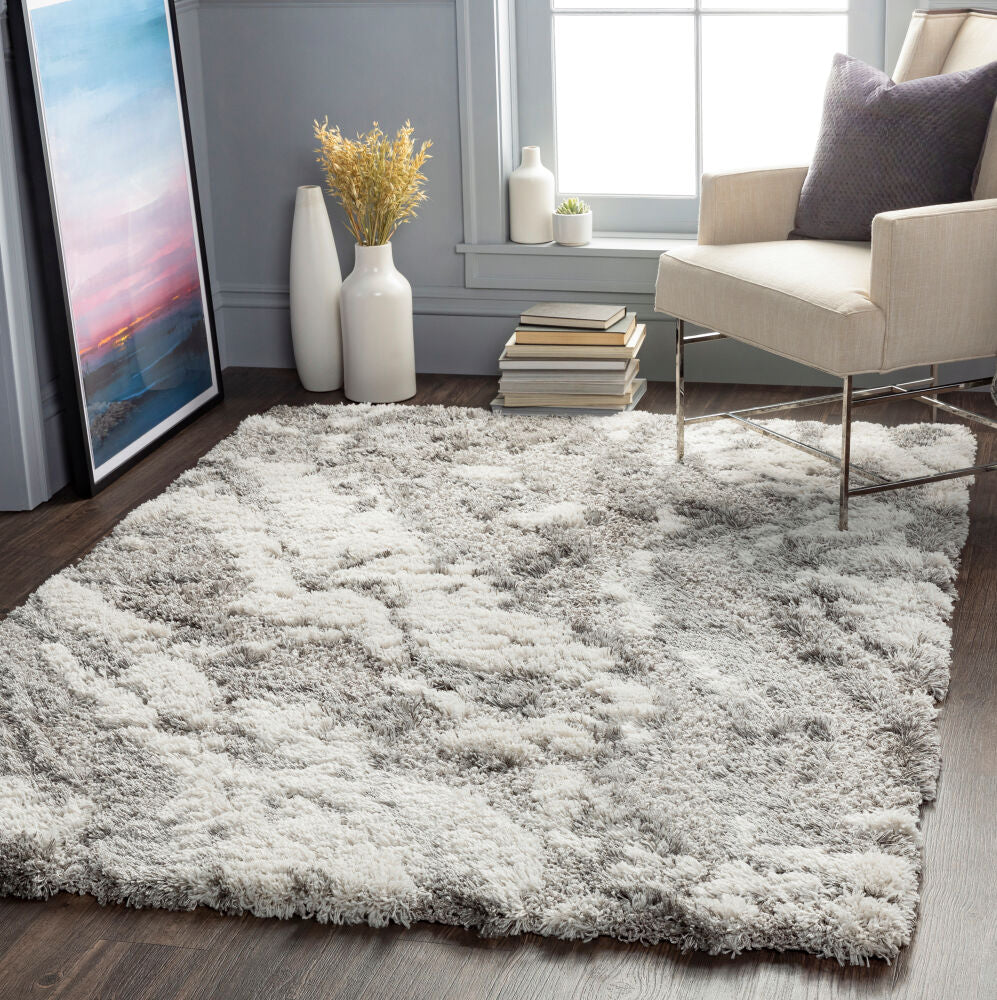 Alta Shag Gray/Off-White Machine Woven Rug ASG-2301 - roomscene