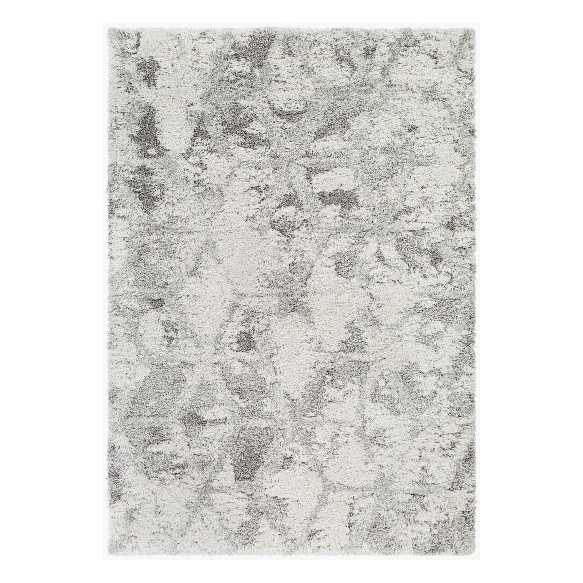 Alta Shag Light Gray/Off-White Machine Woven Rug - 2' x 2'11"