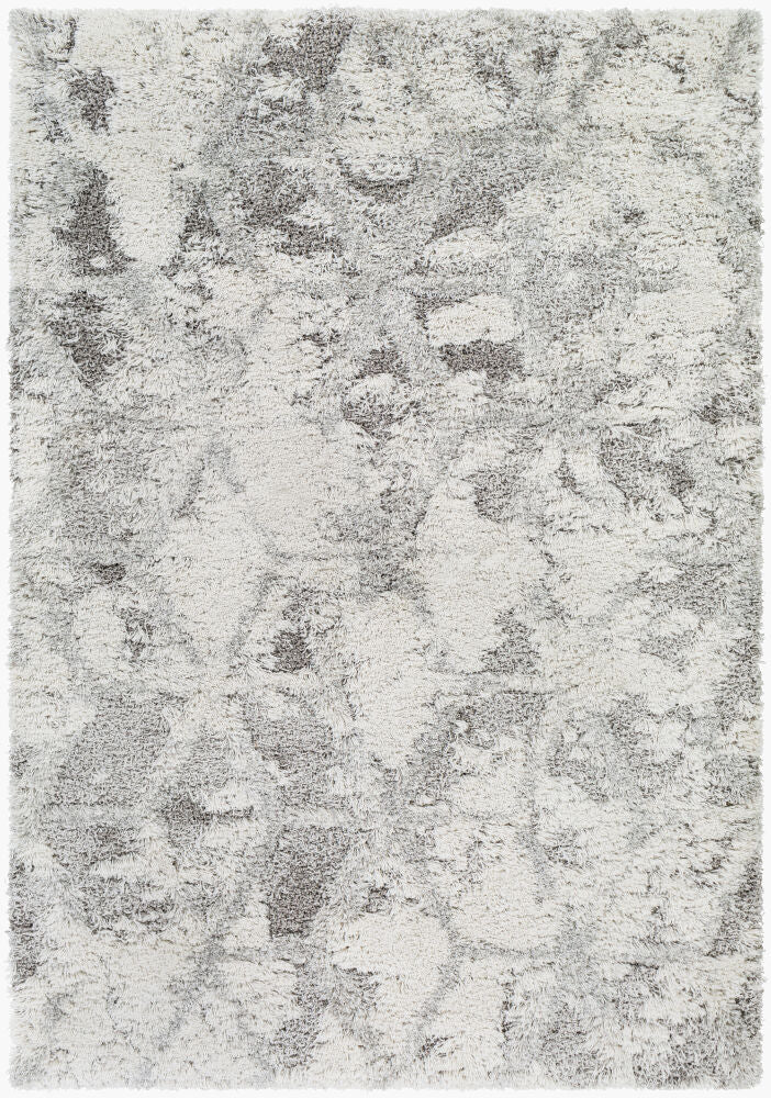 Alta Shag Light Gray/Off-White Machine Woven Rug - 2' x 2'11"