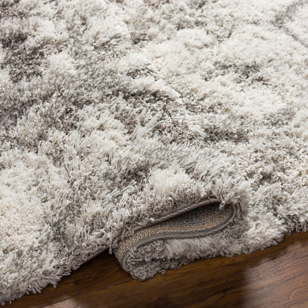Alta Shag Light Gray/Off-White Machine Woven Rug - fold