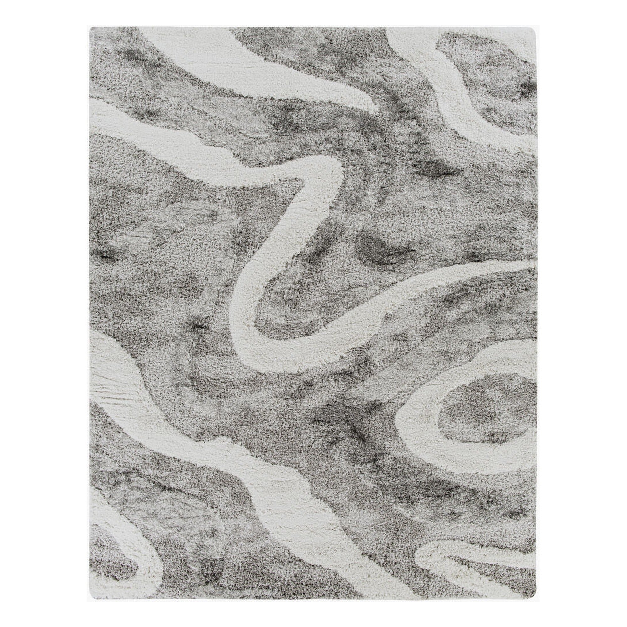 Alta Shag Charcoal/Off-White Machine Woven Rug - 2' x 2'11"