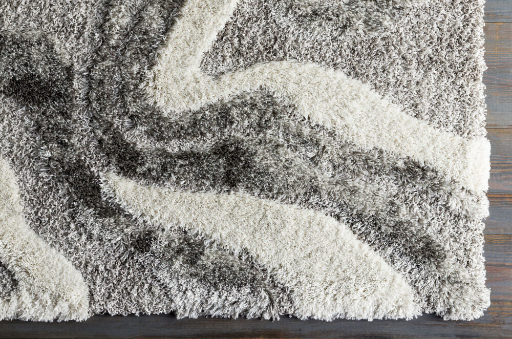 Alta Shag Charcoal/Off-White Machine Woven Rug - overhead