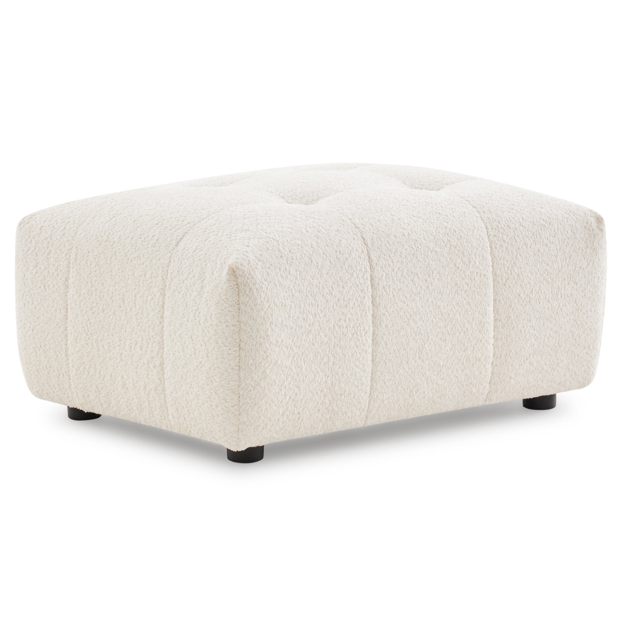 Kaynes Chic Tufted Ivory Boucle Ottoman - Ashcoft Furniture