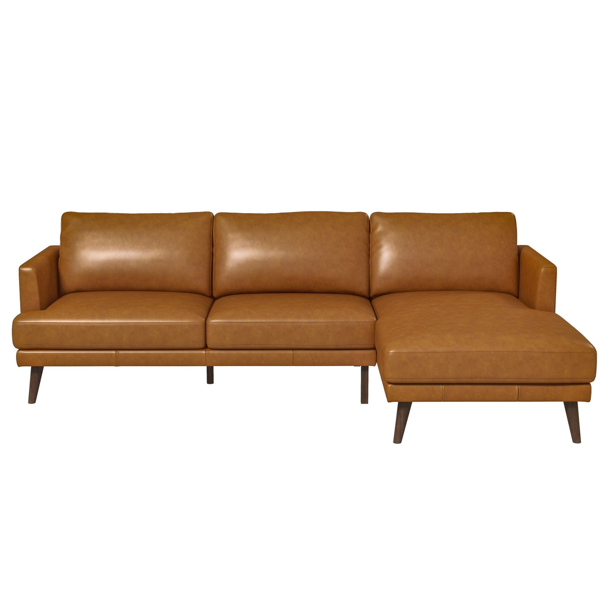 Lore Modern Genuine Tan Leather Right-Facing L-Shaped Sectional