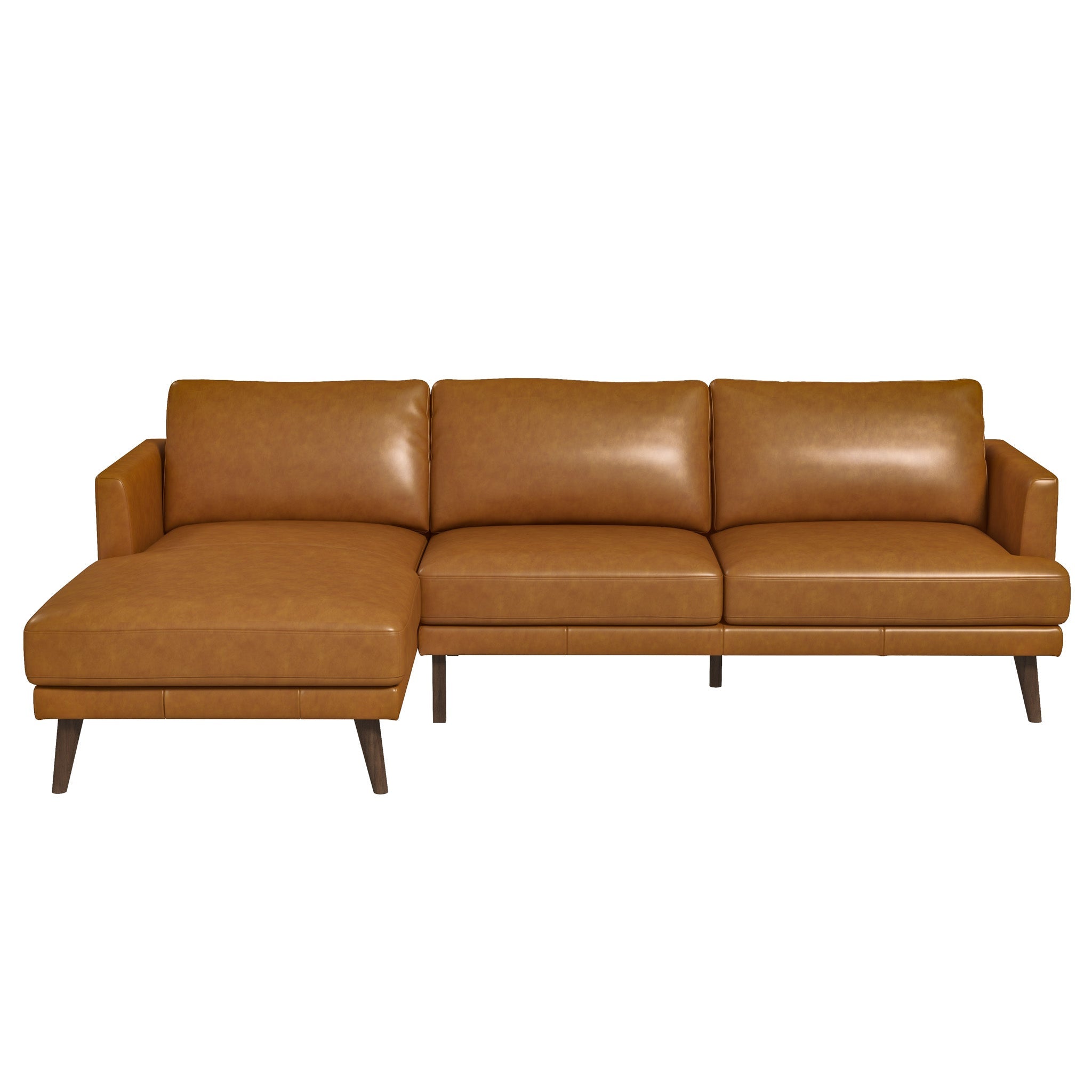 Lore Modern Genuine Tan Leather Left-Facing L-Shaped Sectional