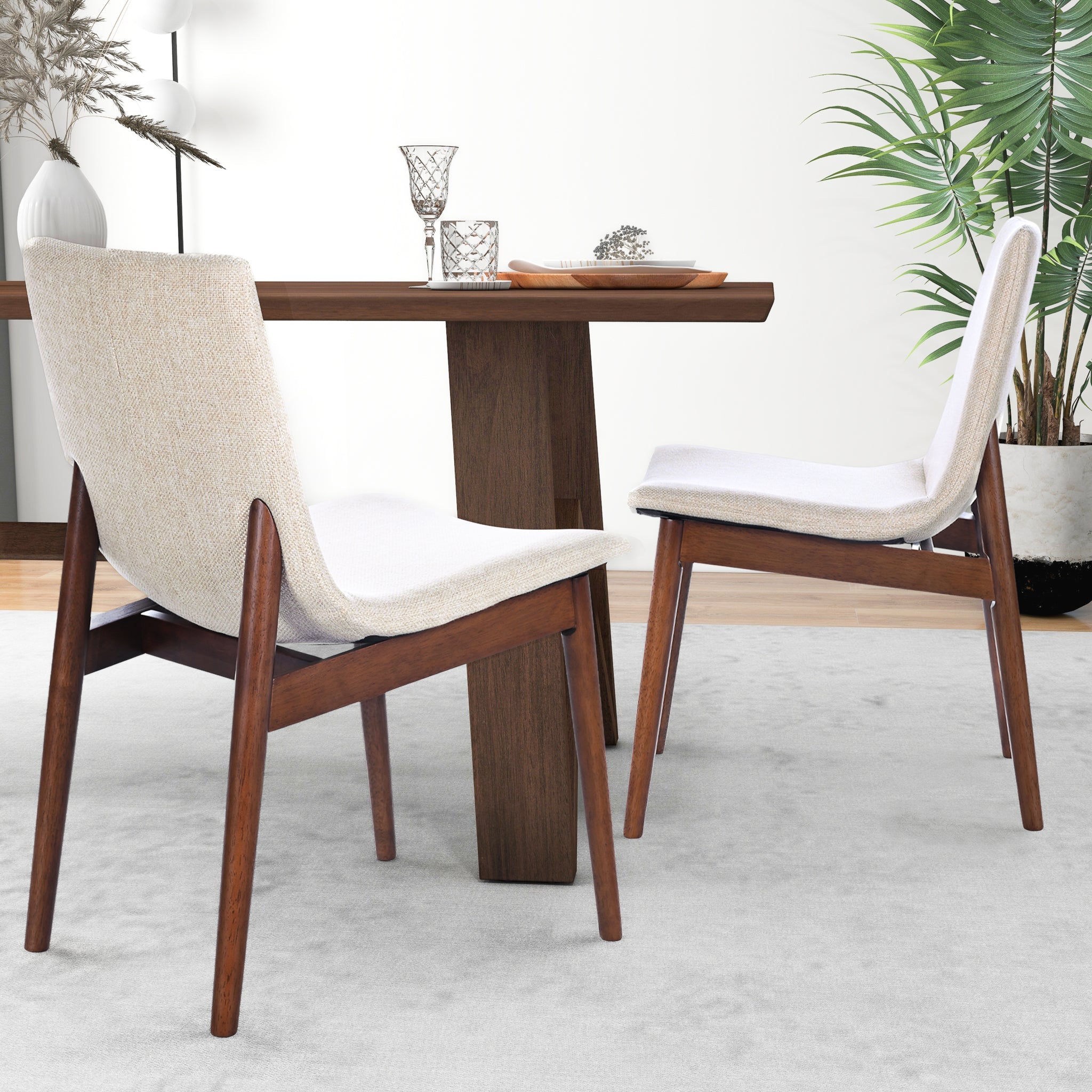 Ravel Beige Fabric Dining Chair Set of 2