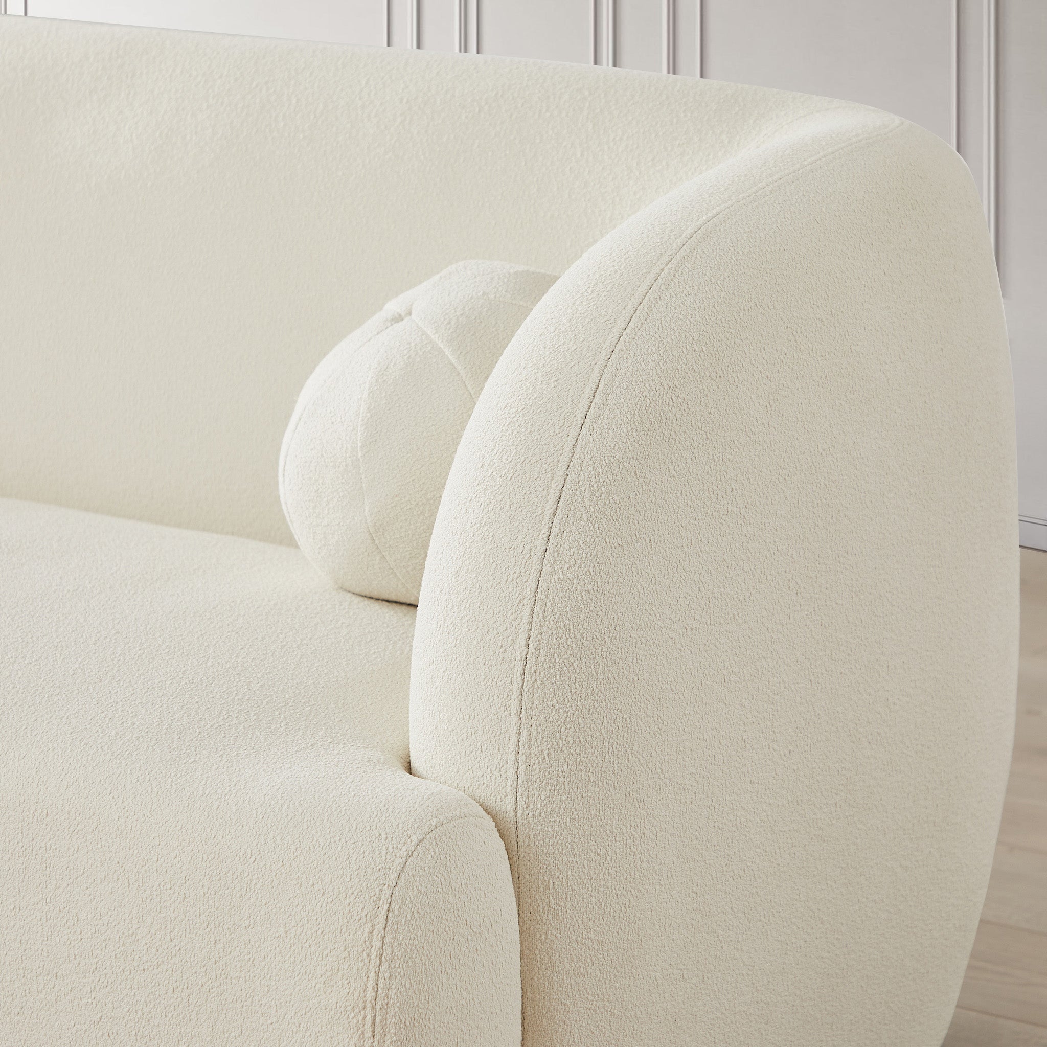 Anna Ivory Boucle Sofa | Modern Curved Japandi Seating