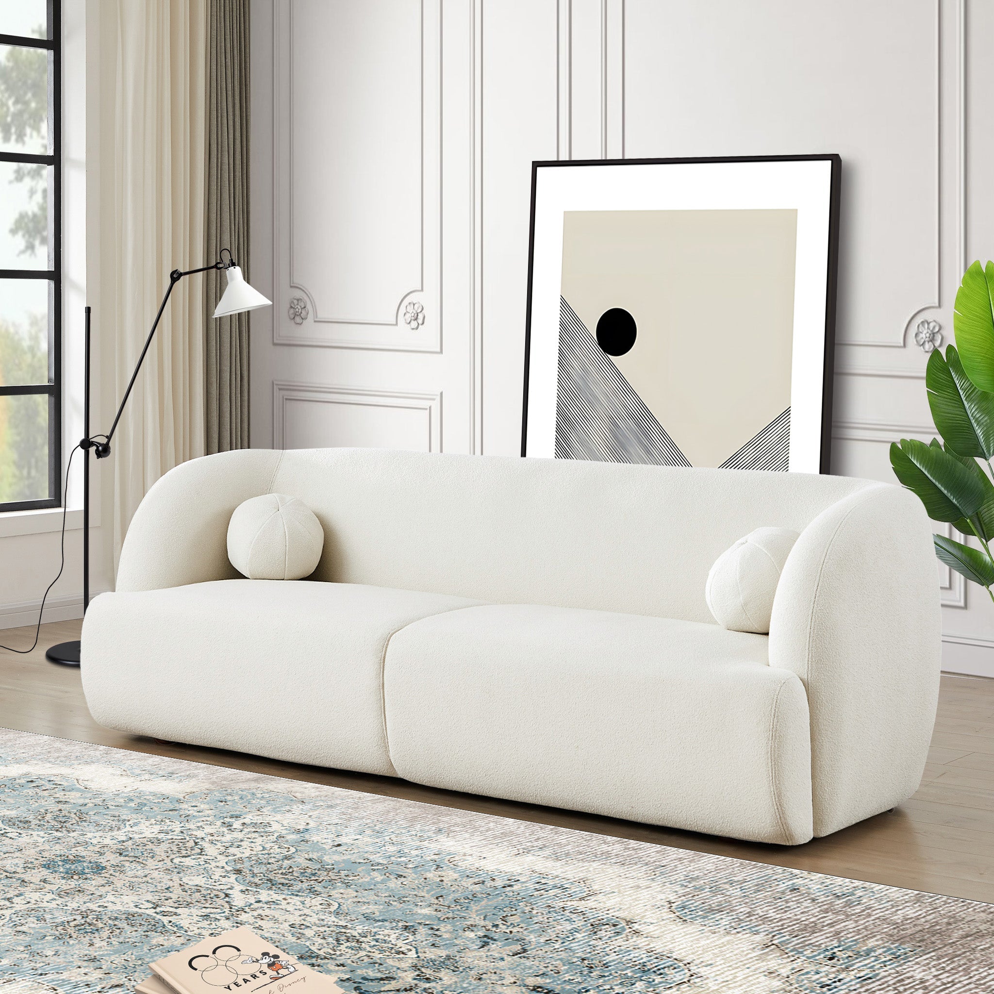 Anna Ivory Boucle Sofa | Modern Curved Japandi Seating