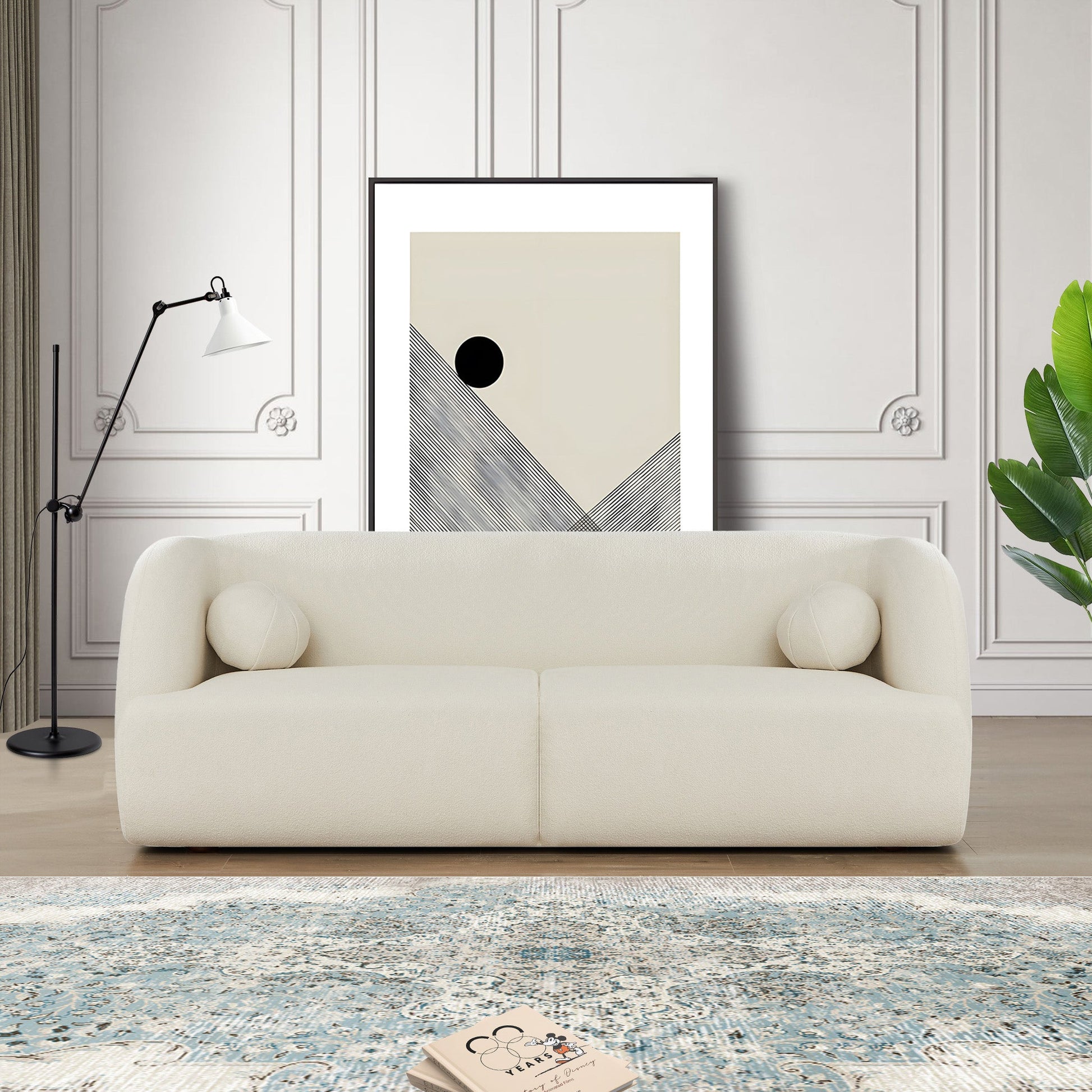 Anna Ivory Boucle Sofa | Modern Curved Japandi Seating