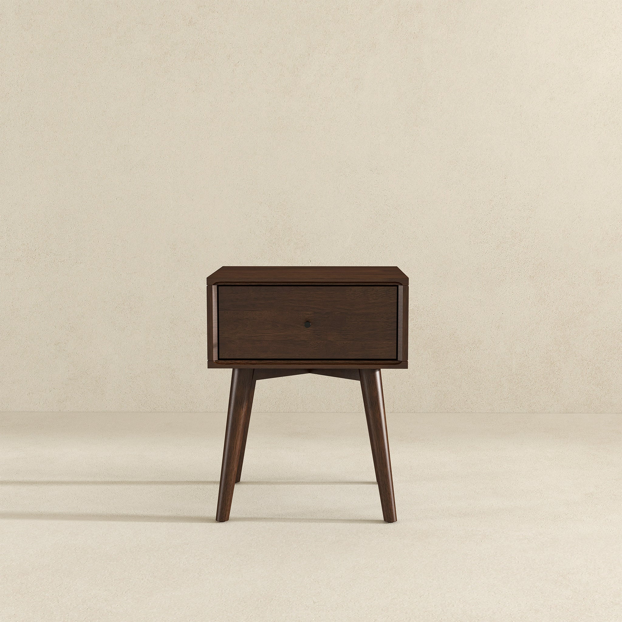 Avery Solid Wood Walnut Night Stand with Single Drawer
