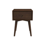 Avery Solid Wood Walnut Night Stand with Single Drawer