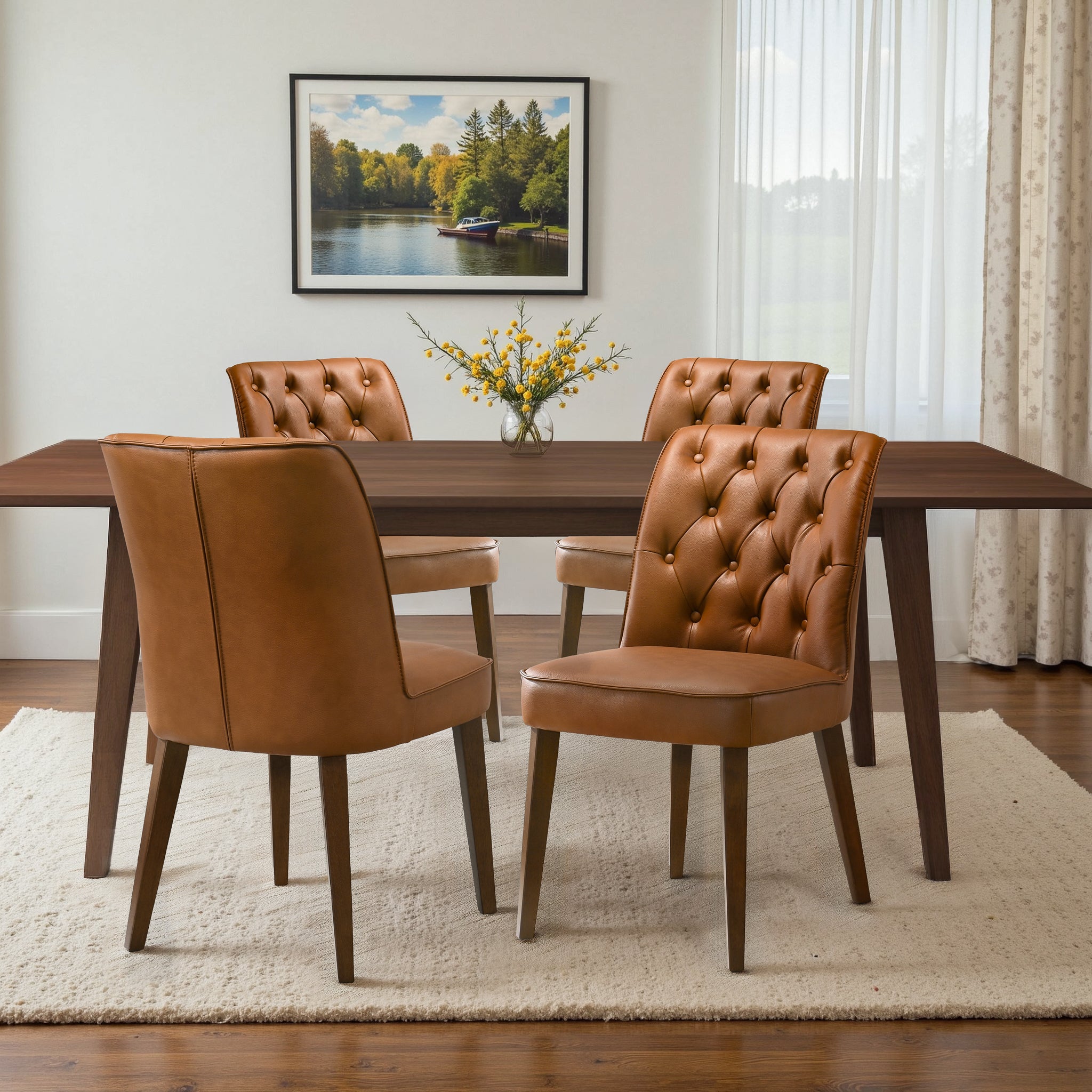 Belmont Cognac Vegan Leather Dining Chair