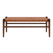 Cody Mid-Century Modern Tan Leather Bench