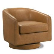 Danville Top-Grain Leather 360° Swivel Accent Chair with Round Base
