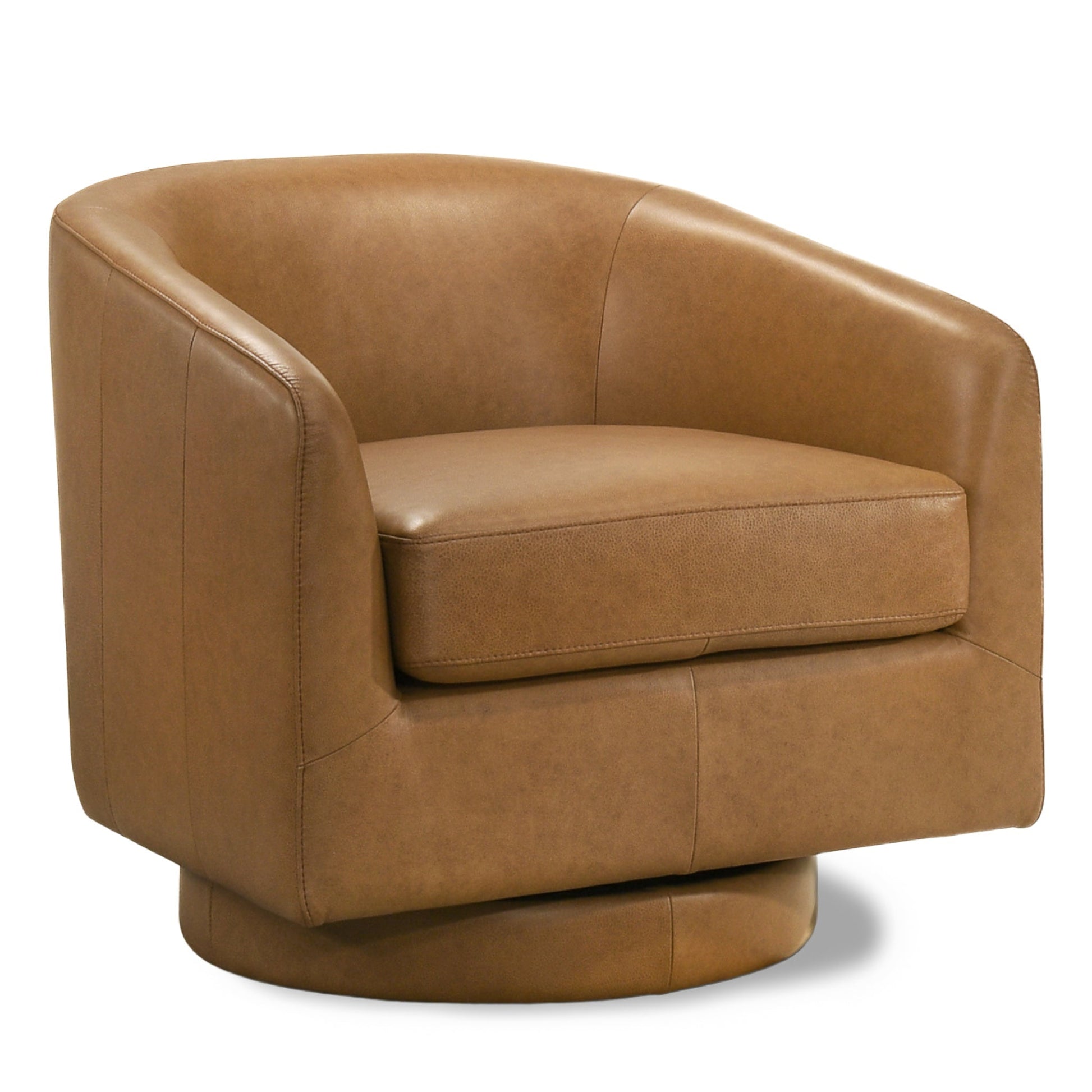Danville Top-Grain Leather 360° Swivel Accent Chair with Round Base
