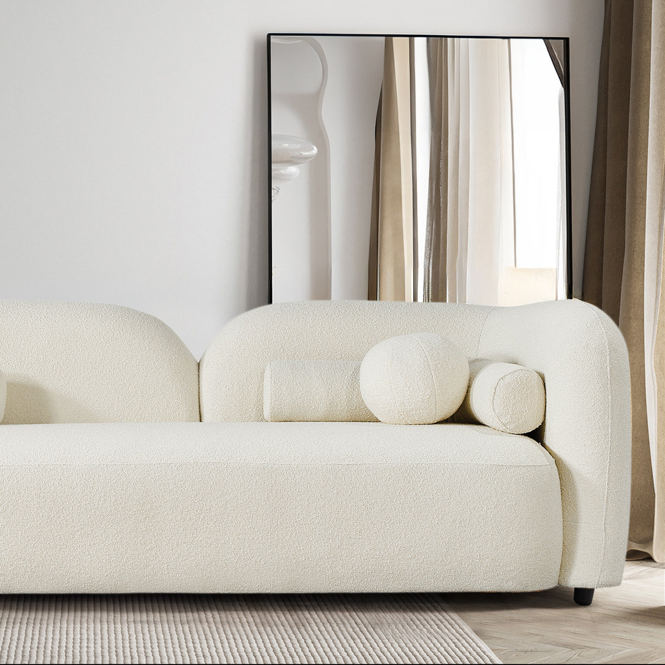 Donna Boucle Fabric Curved Sofa
