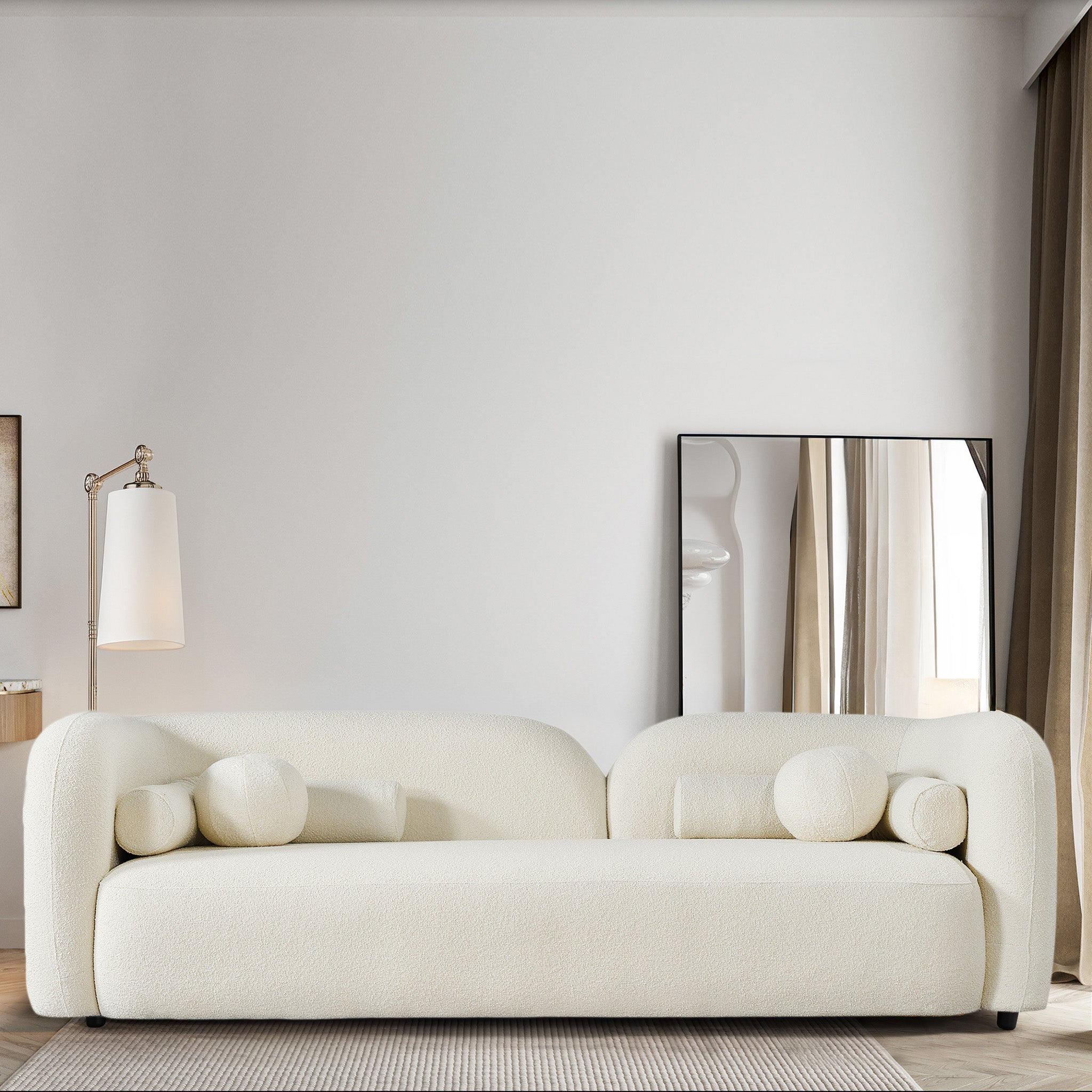 Donna Boucle Fabric Curved Sofa