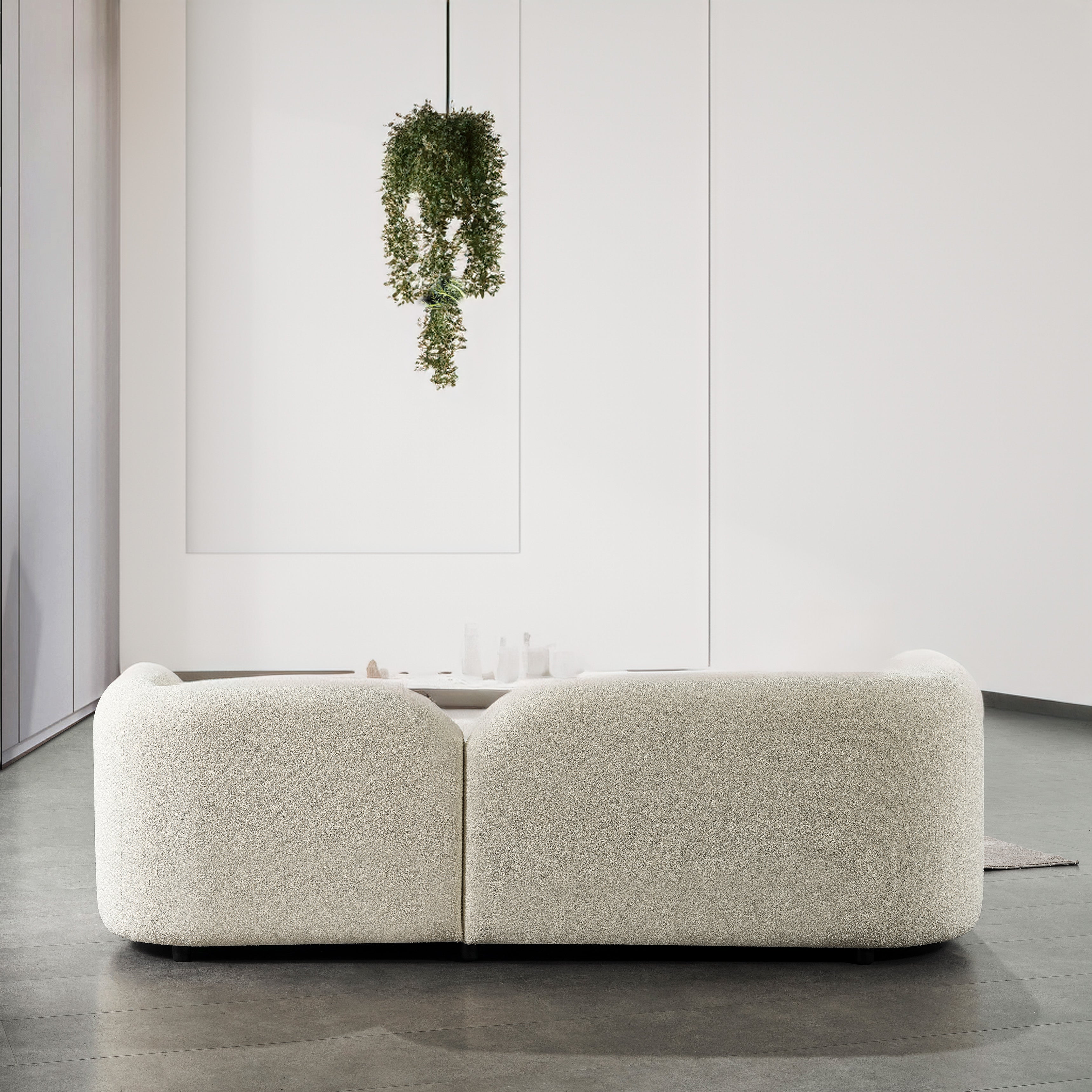 Donna Boucle Fabric Curved Sofa