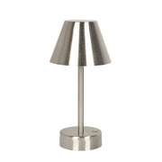 Elegance Rechargeable LED Table Lamp | Cordless Brushed Nickel Touch Lamp | Foundry Luxury Leather Imports