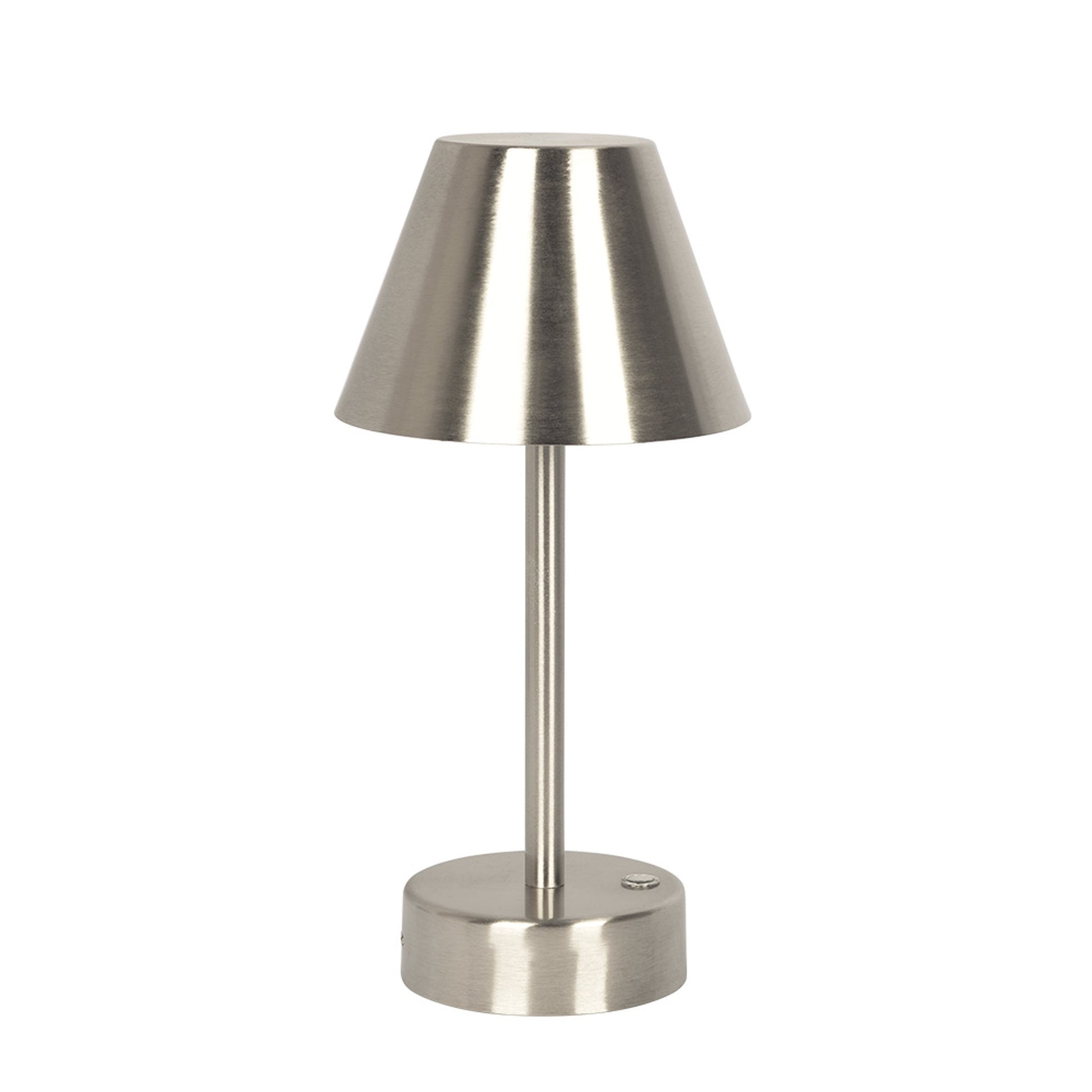 Elegance Rechargeable LED Table Lamp | Cordless Brushed Nickel Touch Lamp | Foundry Luxury Leather Imports