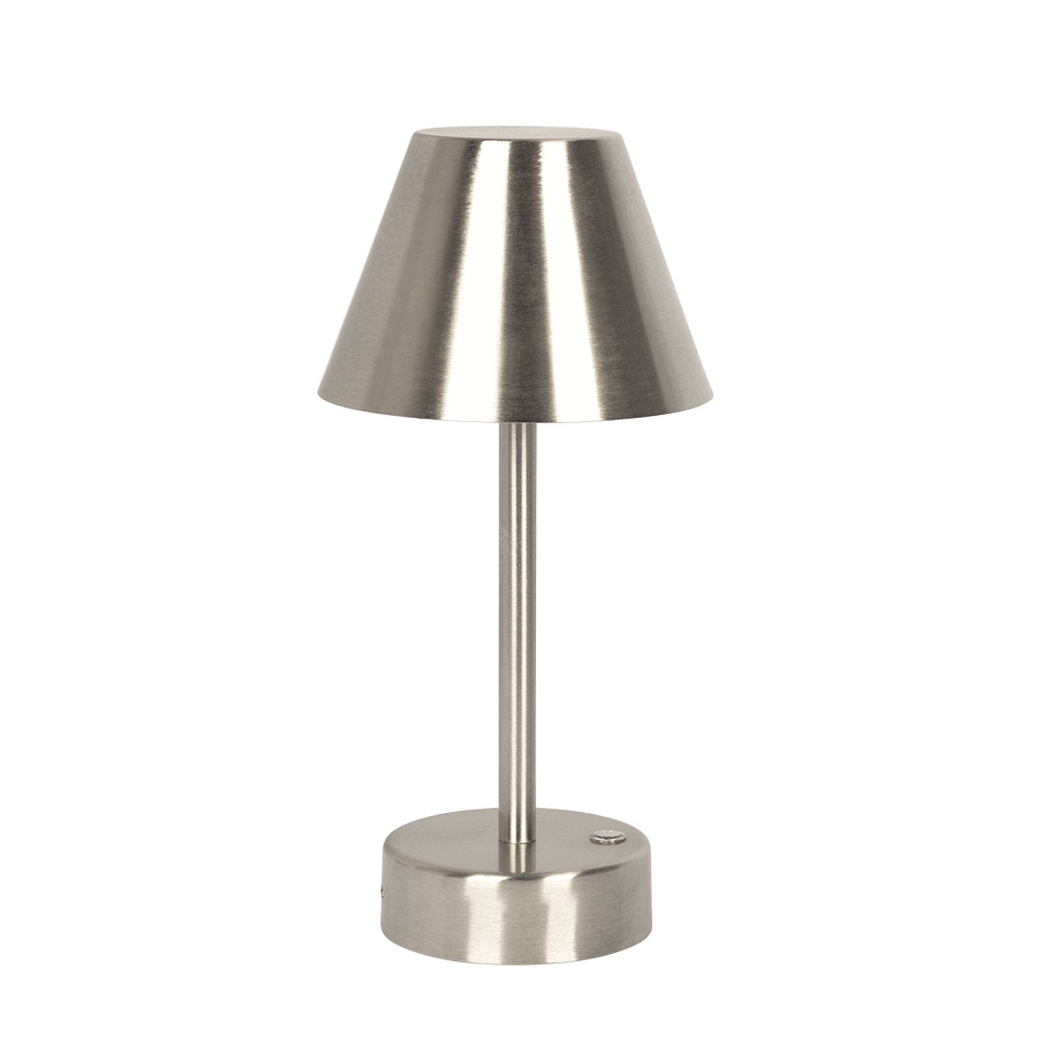 Elegance Rechargeable LED Table Lamp | Cordless Brushed Nickel Touch Lamp | Foundry Luxury Leather Imports