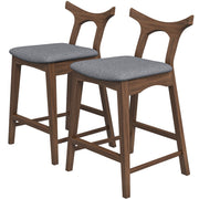 Hester Mid-Century Modern Set of Two Solid Wood Bar/Counter Chair