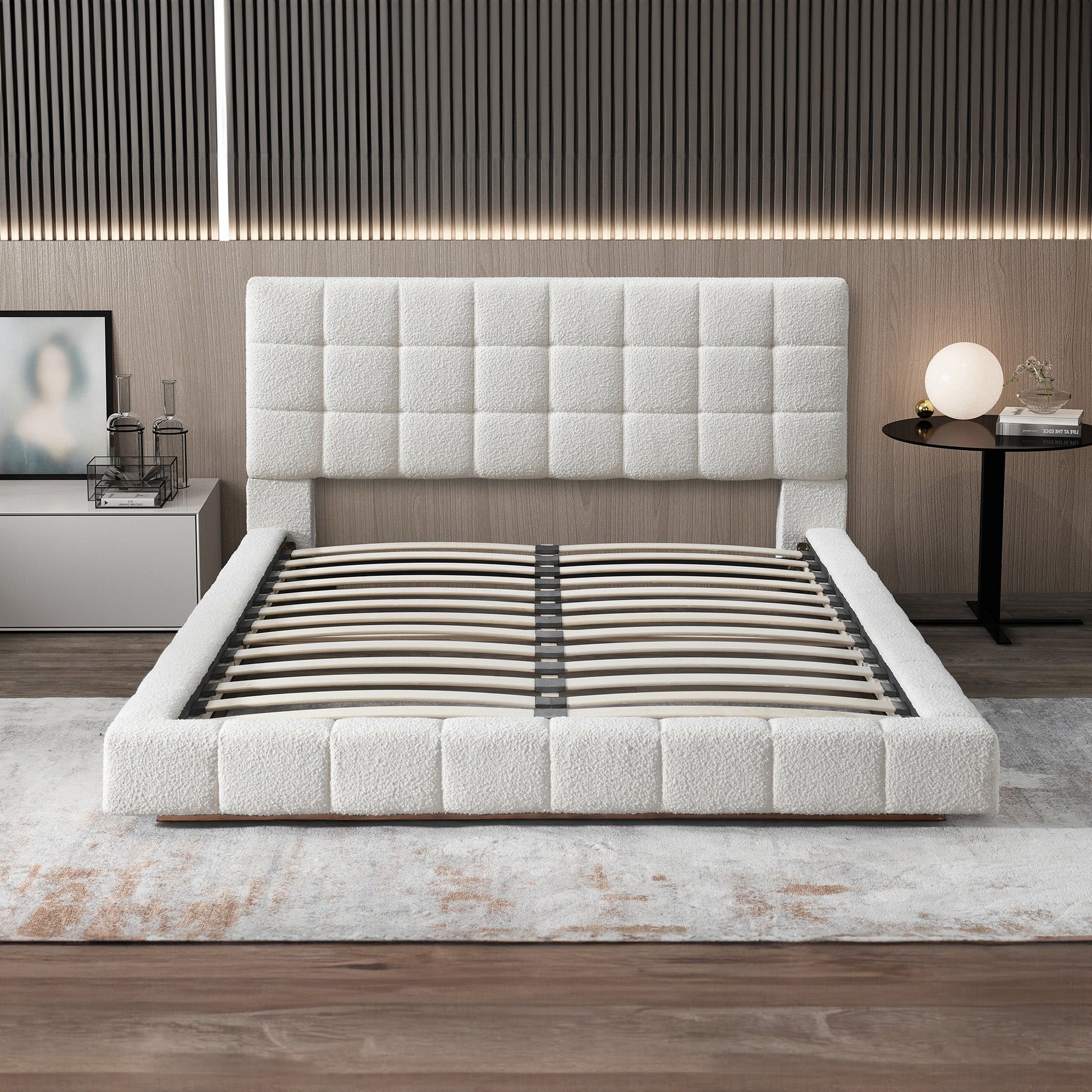 Hudson Fully Boucle Upholstered Platform Bed
