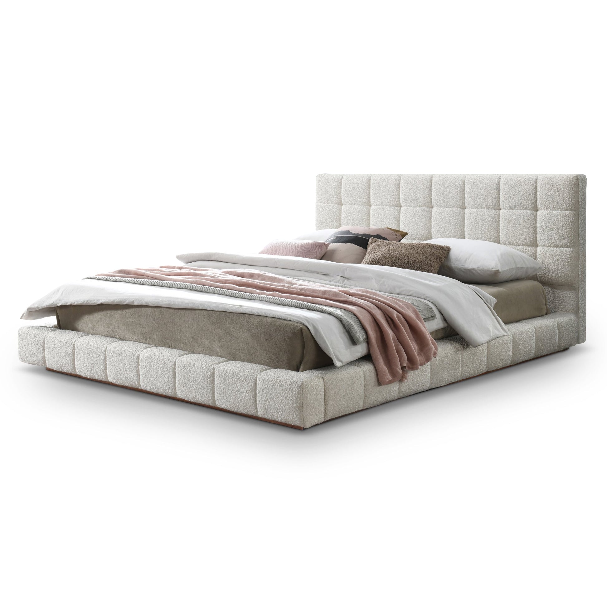 Hudson Fully Boucle Upholstered Platform Bed