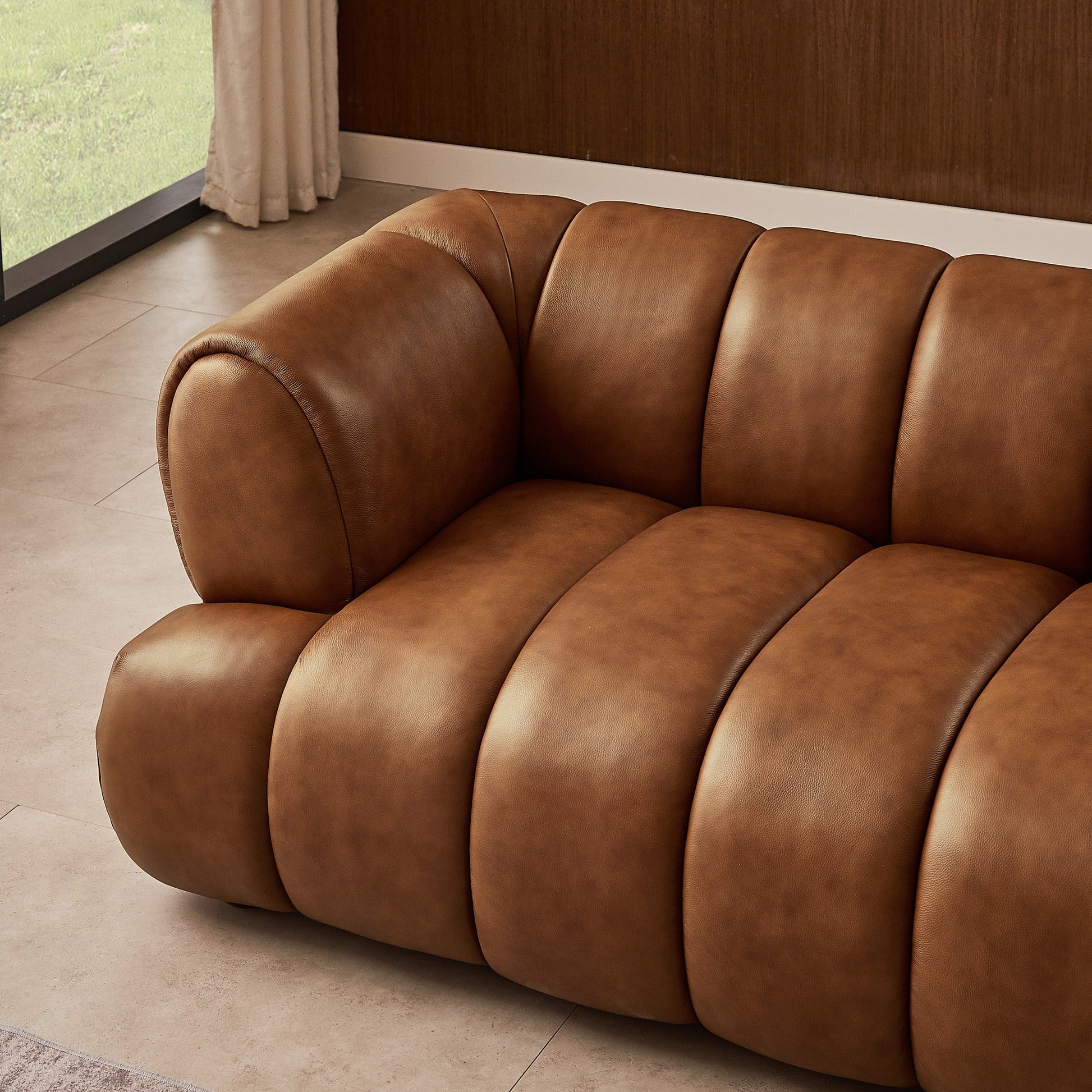Jasmin Modern Cognac Genuine Leather Sofa