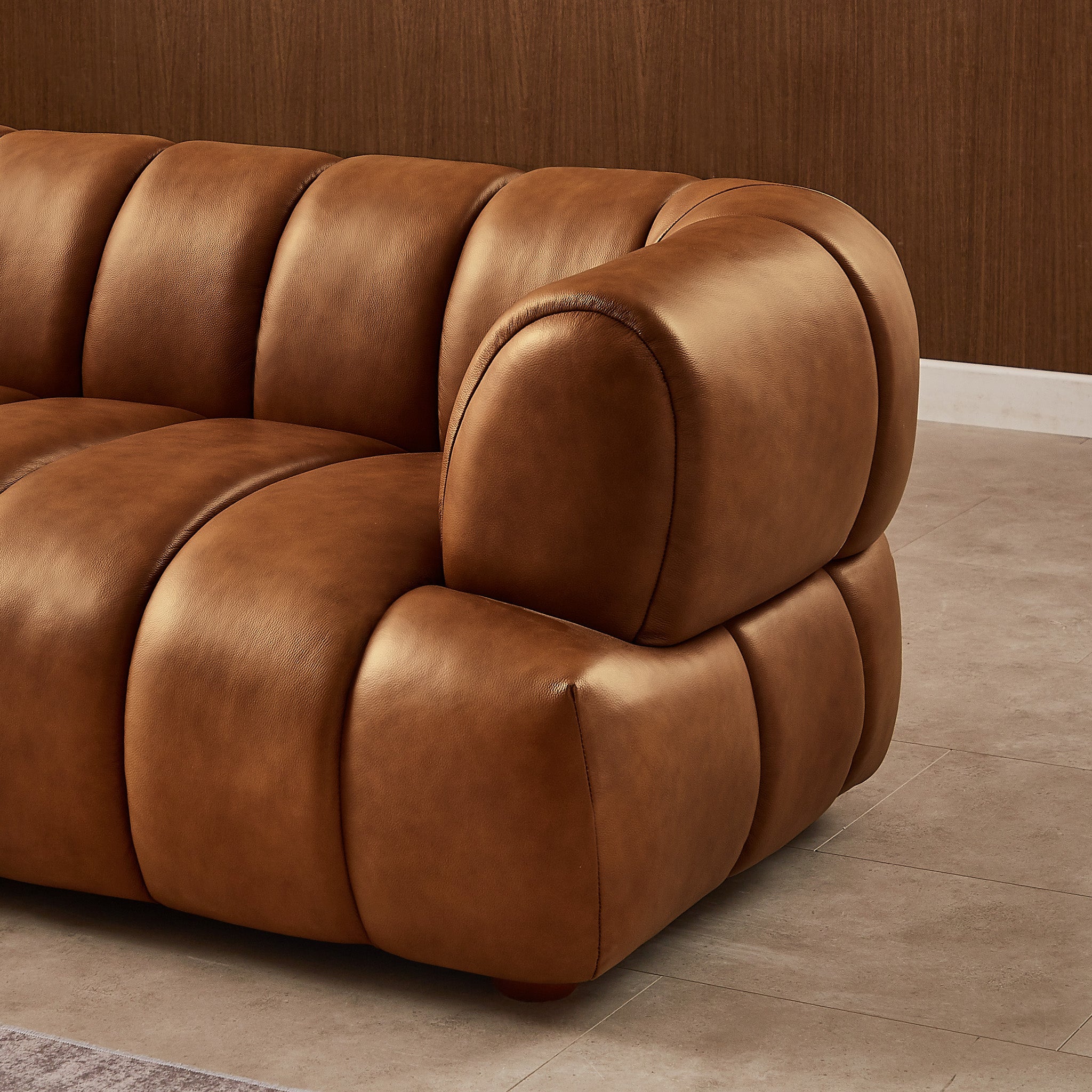 Jasmin Modern Cognac Genuine Leather Sofa