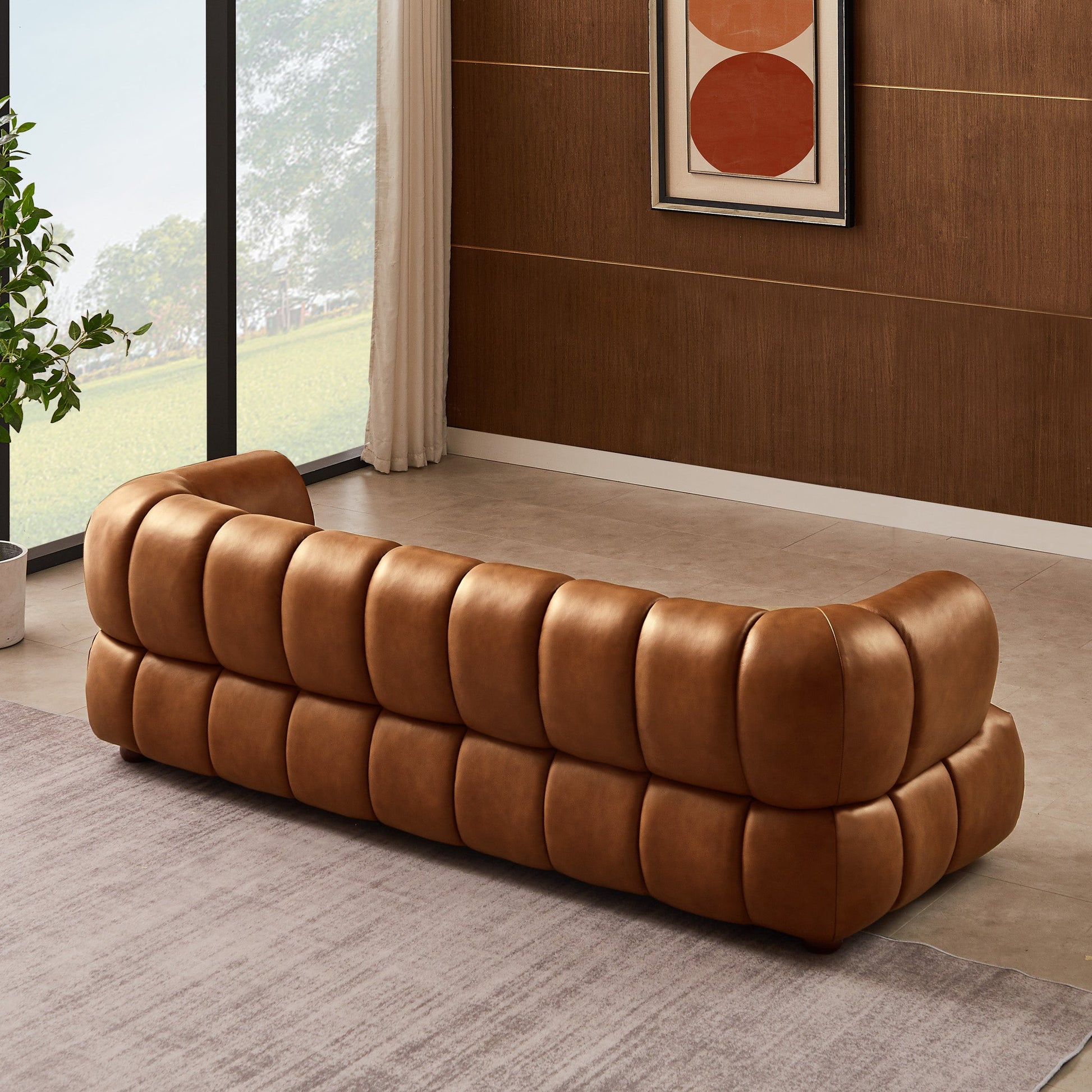 Jasmin Modern Cognac Genuine Leather Sofa