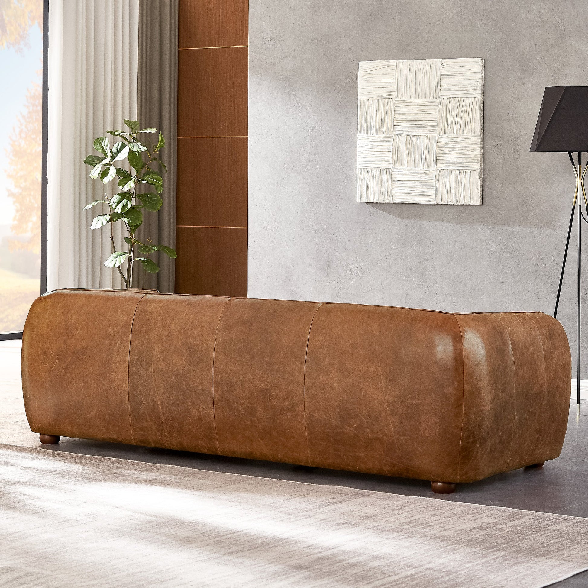Mila Modern Brown Genuine Leather Sofa