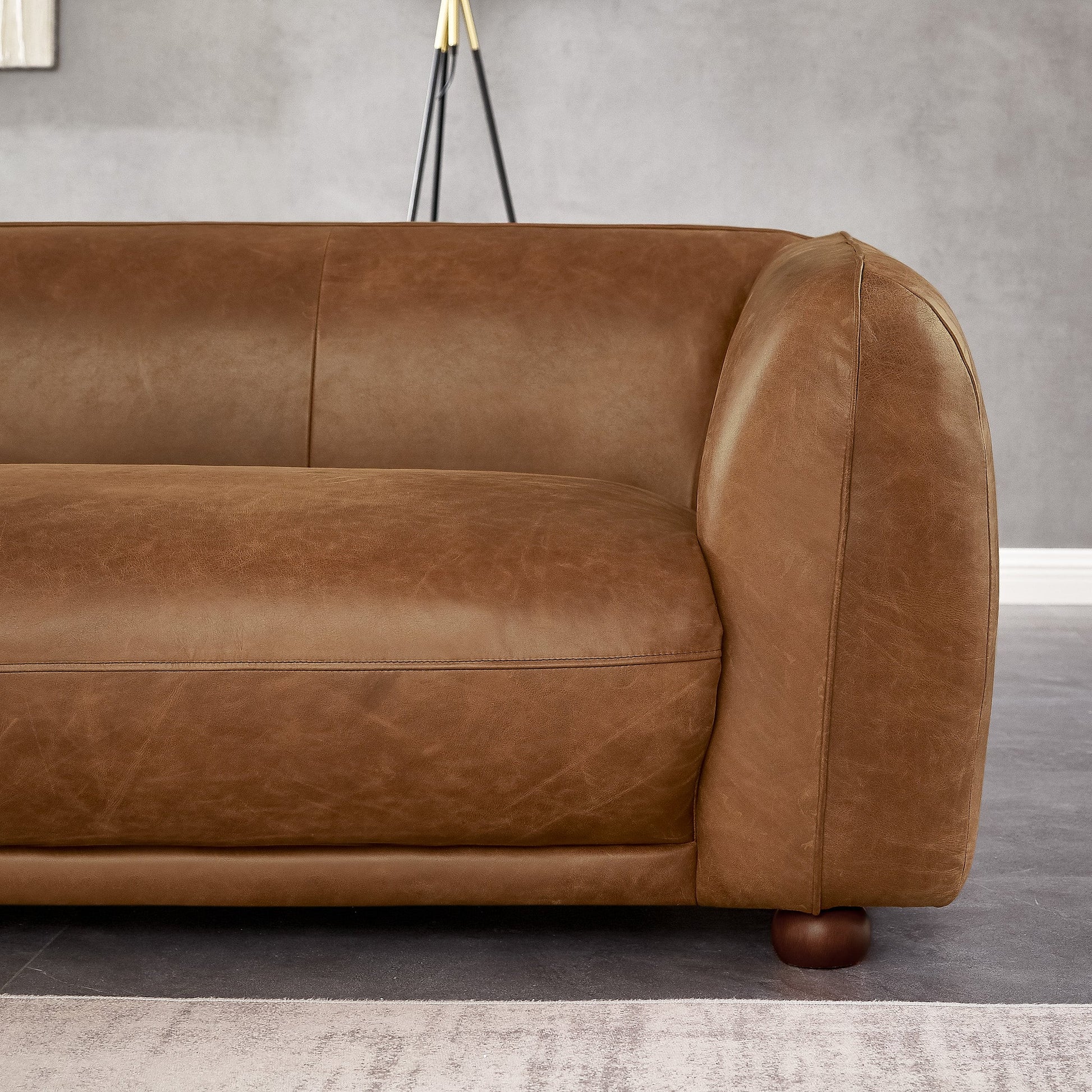 Mila Modern Brown Genuine Leather Sofa