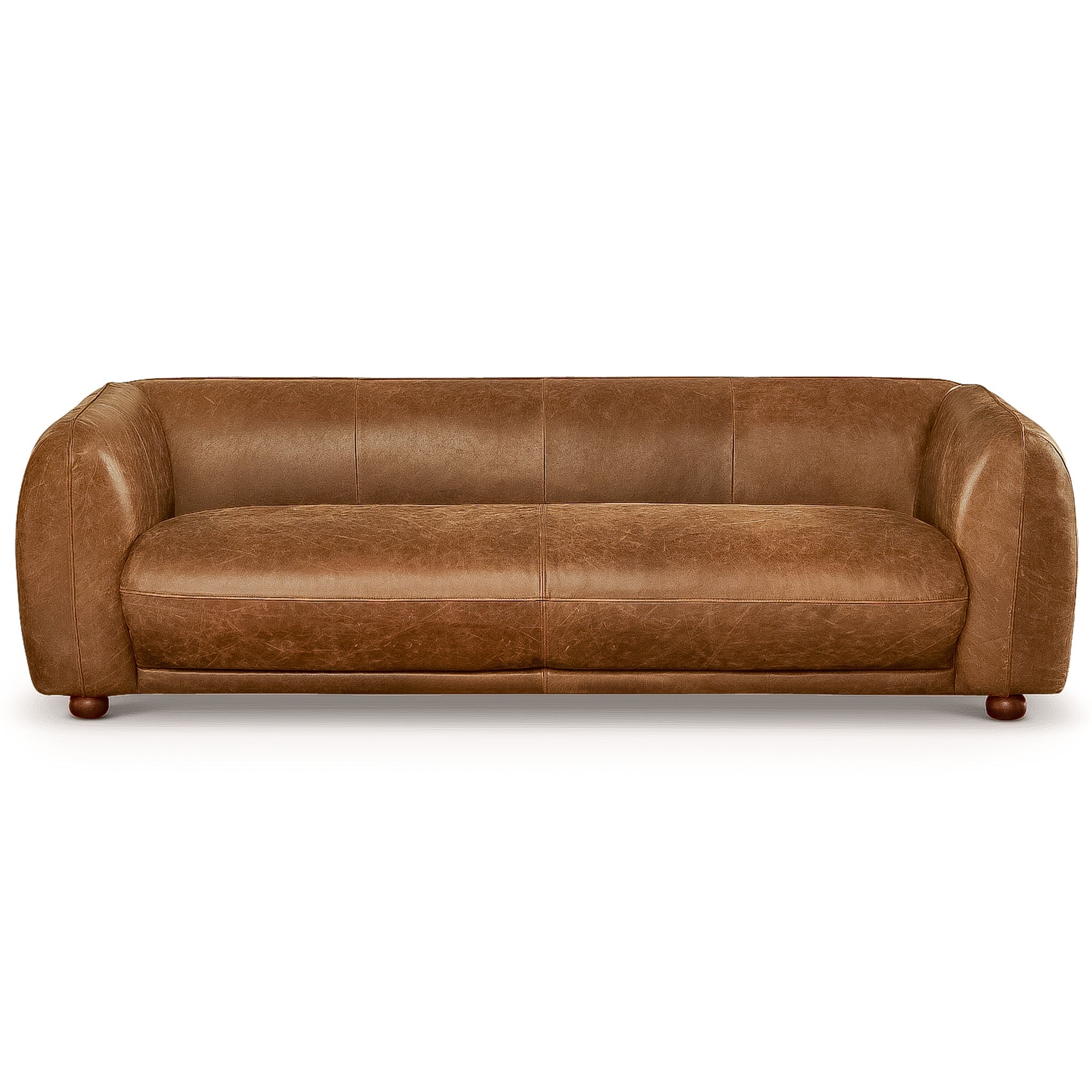Mila Modern Brown Genuine Leather Sofa