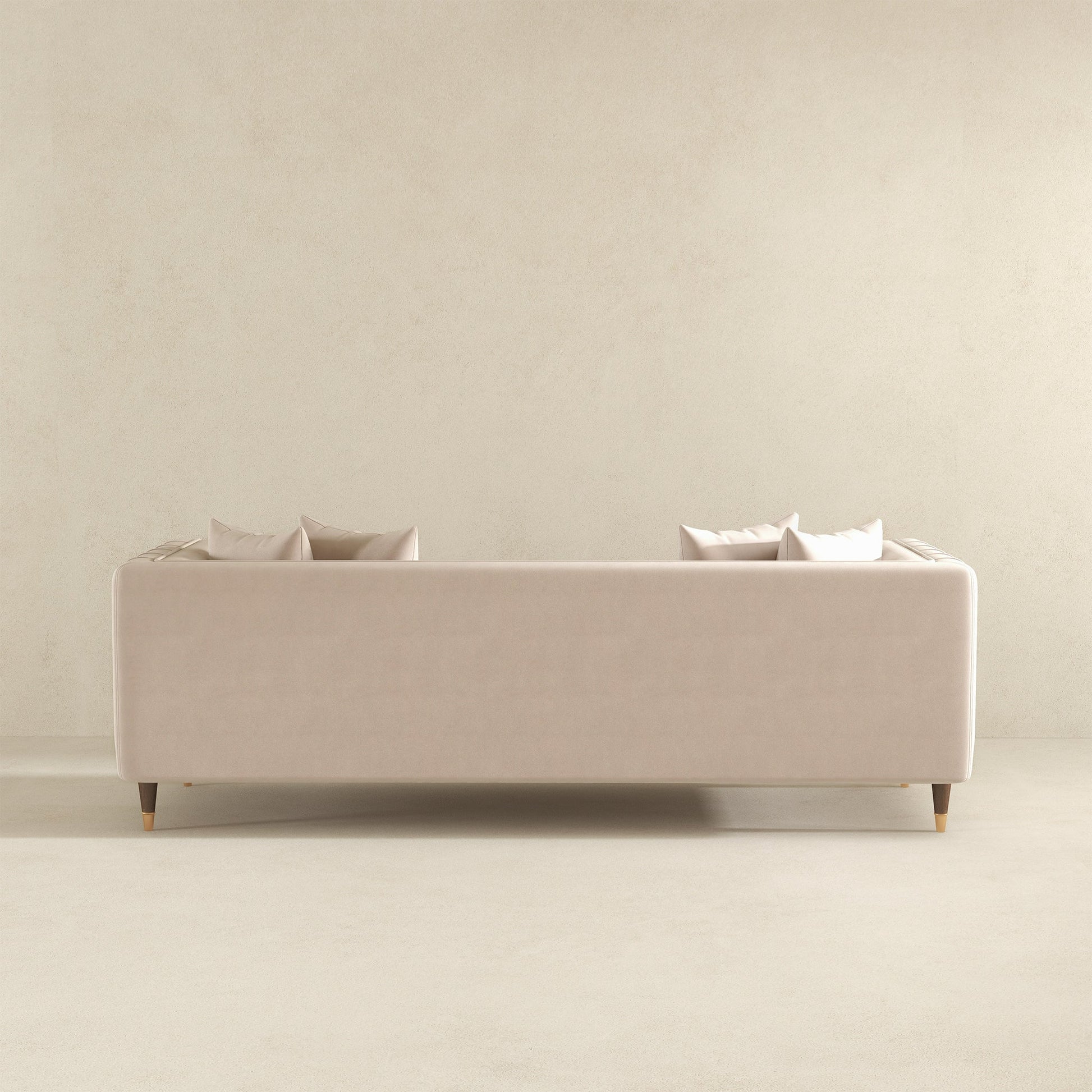Nora 3-Seater Velvet Sofa | Minimalist Nordic Design with Solid Wood Base