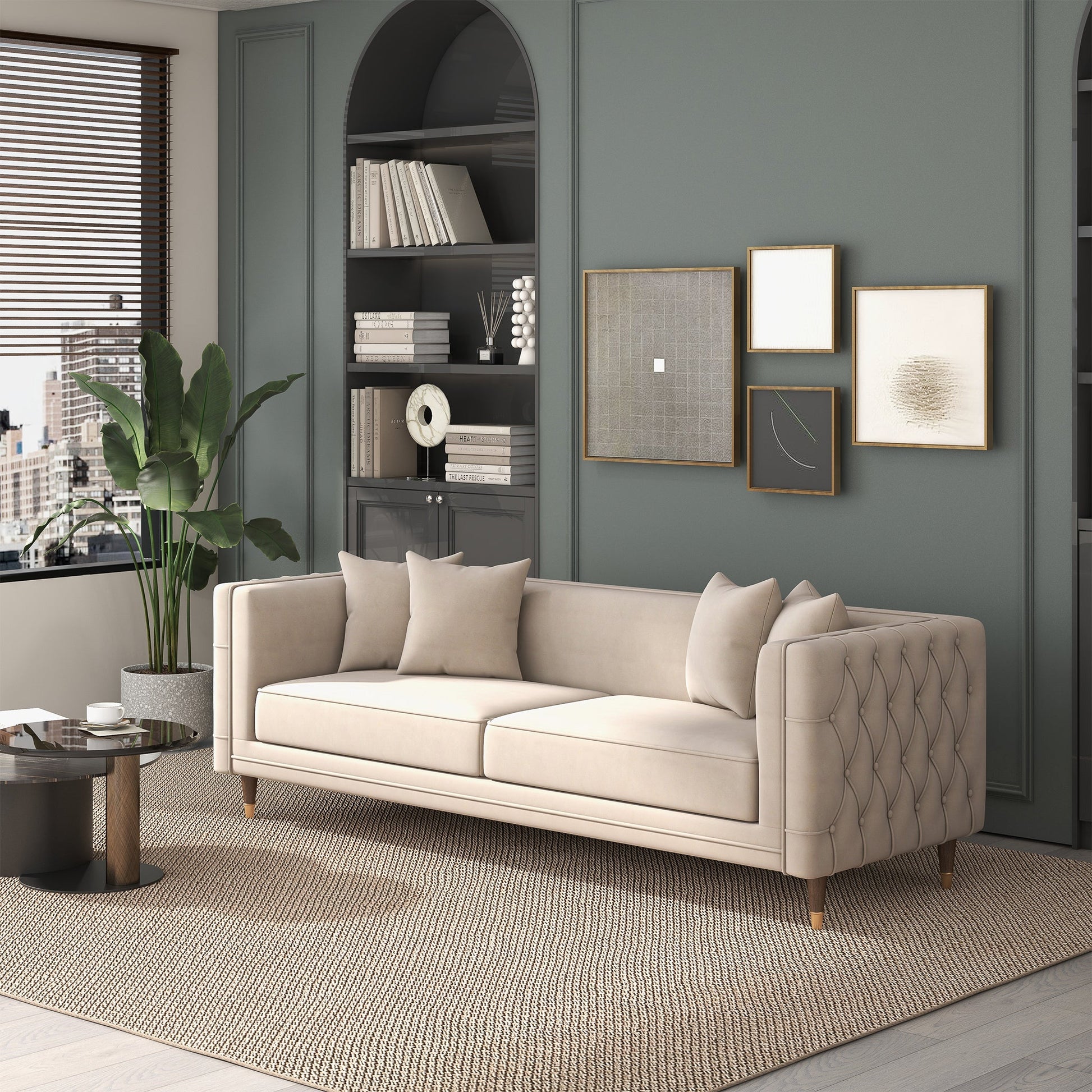 Nora 3-Seater Velvet Sofa | Minimalist Nordic Design with Solid Wood Base