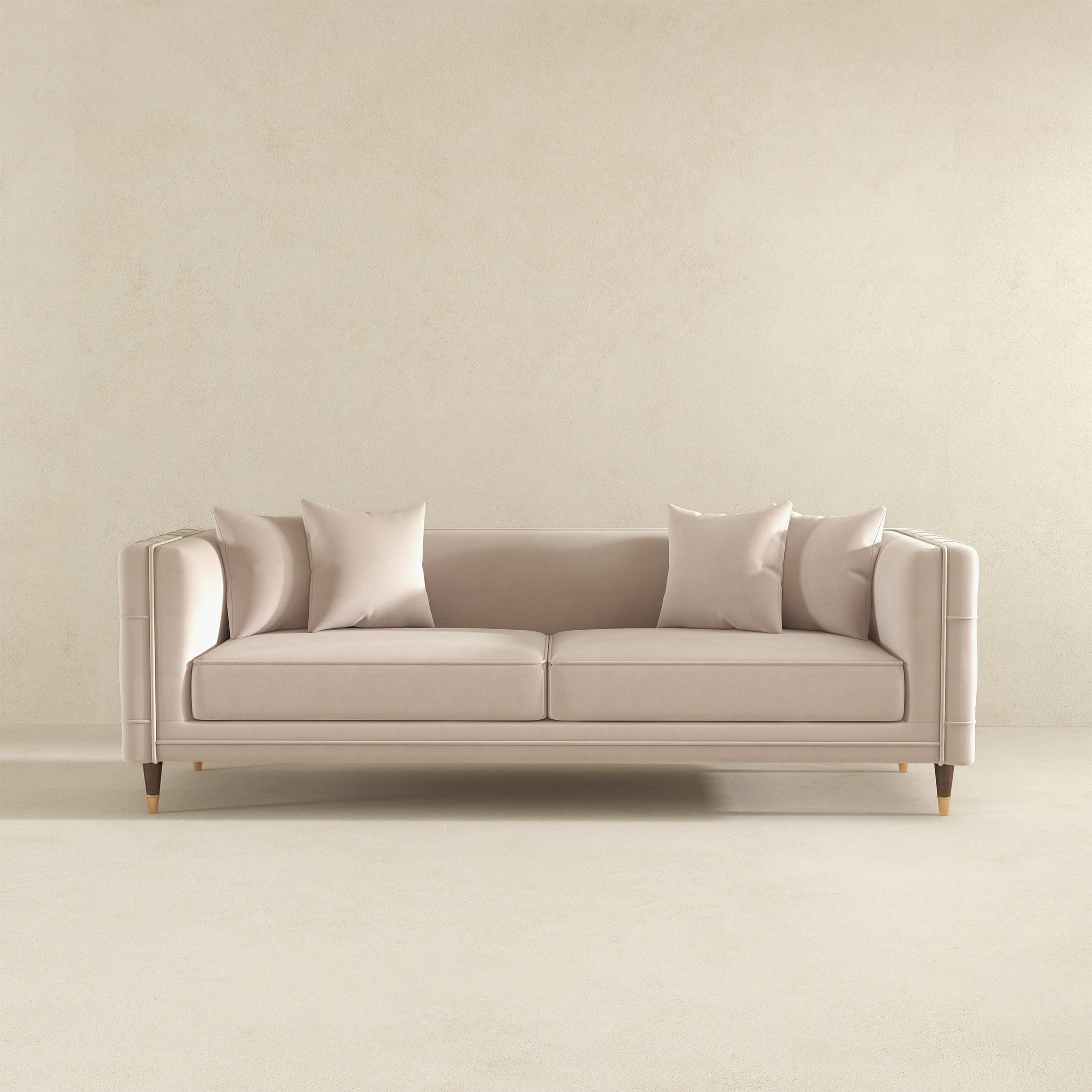 Nora 3-Seater Velvet Sofa | Minimalist Nordic Design with Solid Wood Base