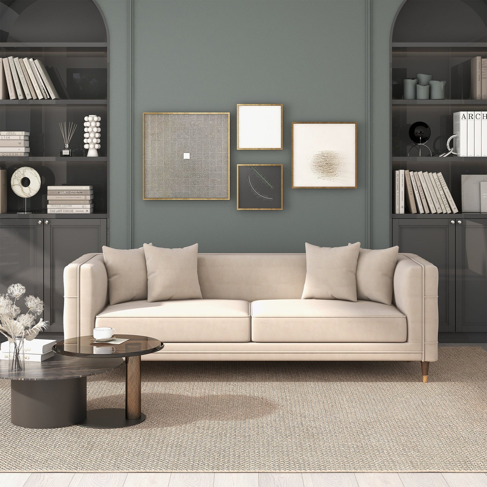 Nora 3-Seater Velvet Sofa | Minimalist Nordic Design with Solid Wood Base